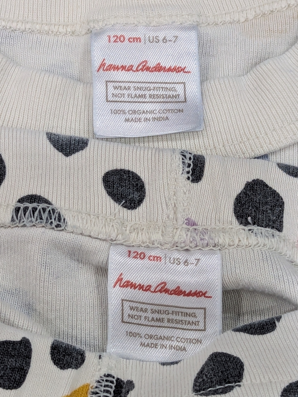 Hanna Andersson Kids Cotton Long Pajamas Spots Dots Girls Size 120 6 7 - Picture 7 of 8